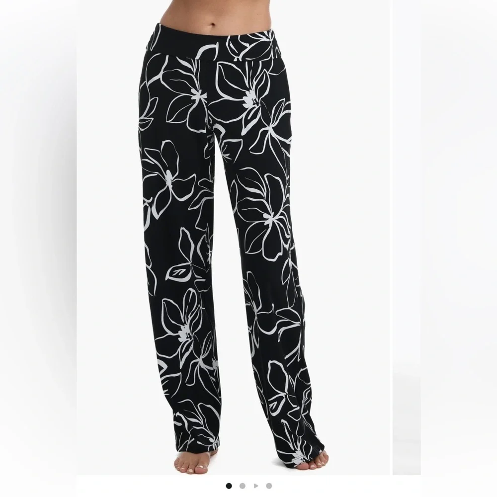 La Blanca Black and White Floral Wide-Leg Cover up pants